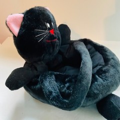 Beverly Hills Teddy Bear Co Black Cat Plush Basket Vintage