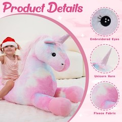 44 inch Pink Unicorn Stuffed Animal, Giant Stuffed Unicorn Plush, Large Unico…