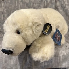 Vtg Denver Zoo 1999 BERIT Large Polar Bear PLUSH Stuffed Animal TAGS ~22”L x 8”T