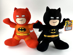 2 DC Super Friends Batman’s Plush 1 W/ Tag Black & Gold Red & Yellow 13″ 2017