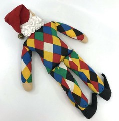 Kersa Punch Doll Jester Cloth Sculpted 1970s Germany 33cm 13in Clown Harlequin