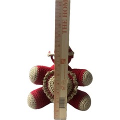 Handmade Crochet Plush Bear Red Tan Heart Amigurumi Teddy Bear with Hat 7 inch