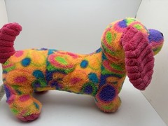 Toys R Us Dachshund Puppy Dog Plush 12” Stuffed Animal Neon Groovy Retro Pink