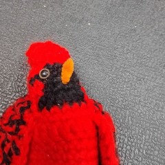 Vintage Handmade 8″ Crochet Red Stuffed Plush Yarn Cardinal Bird Decor