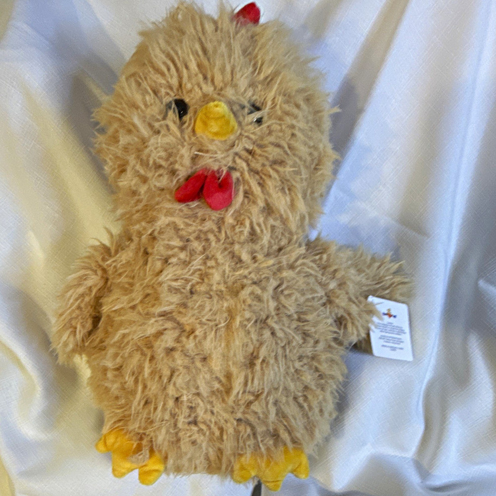 Hug Fun Chicken Plush Stuffed Animal Beige/Yellow/Red Small 16 in w/ Tags