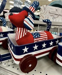 NEW (TWO) Patriotic Dachshund Sock Stuffed Dogs (RED & WHITE) Dogs ONLY