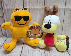 Toy Factory Plush Emoji Garfield And Odie Stuffed Animals Orange Yellow 10″ New