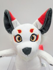 Fursona Pins White Fire Fox Plush Stuffed Animal Red Black Ears 15″ Furry