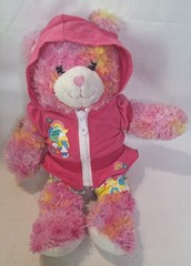 Pink bear Smurfilicious Zip-Up Jacket Multicolor Plush Stuffed Animal Doll Toy