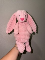 Jellycat Cordy Roy Pink Bunny Plush London Corduroy Soft Toy Ribbed 15 In RARE