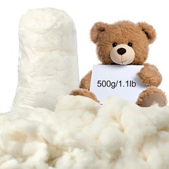500g Cotton Stuffing for Stuffed Animals & Pillows – Natural Fiber Filling, Craf