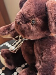Vintage Jointed Teddy Bear • Poseable Arms & Legs • Silky Dark Brown Plush •