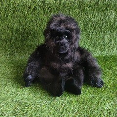Aurora Black Sitting Gorilla Plush Stuffed Jungle Animal Monkey Toy 8 inches