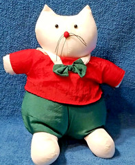 VTG Puffy Style Plush Cat Nylon 10″ Christmas Kitty Puffa 1980’s
