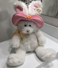 Anico International Inc Collectible Plush Bunny Rabbit with Pink Hat Easter Gift