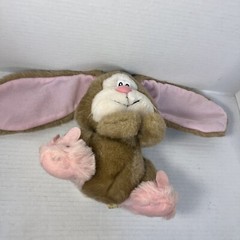 Applause Easter Bunny Rabbit Plush Big Loop Ears Slippers On Feet 8.5” vintage