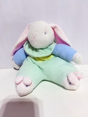 Vtg Carters Prestige Bunny Rabbit Pastel Terry Cloth 9” Color Block Rattle Plush