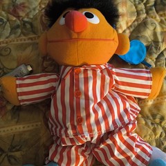 Sesame Street Ernie Plush Doll Red & White Striped Pajamas Medium 1997 Vintage