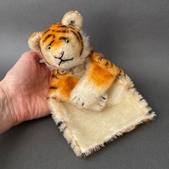 Rare STEIFF Tiger Hand Puppet ~ 1949-54 Vintage Mr Rogers Daniel Mohair Toy