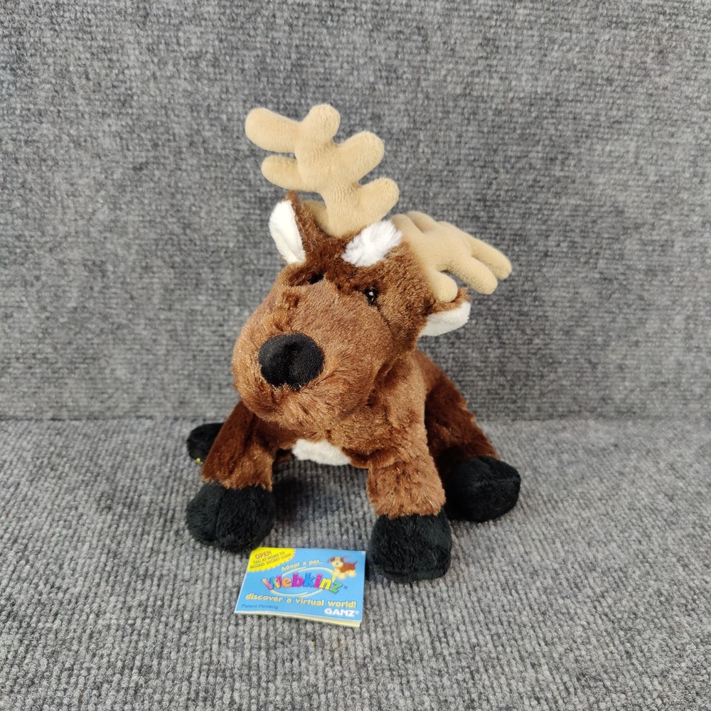Ganz Webkinz Reindeer Plush HM137 Stuffed Animal 9″ Holiday Deer Used Paper CODE