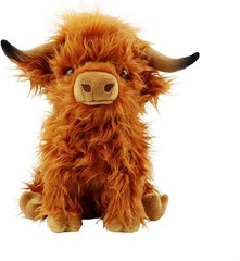 10.5 Inch Brown Highland Cow Plush Stuffed Animal