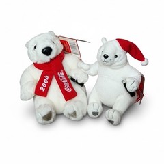 2004 Coca-Cola Holiday Collectible Plush Toys Polar Bears Retired Bottles NWT