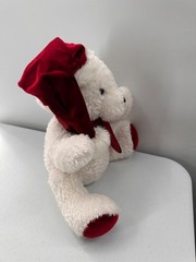 Dan Dee Collectors Choice Christmas Teddy Bear Santa Hat & Scarf 16″ White Plush