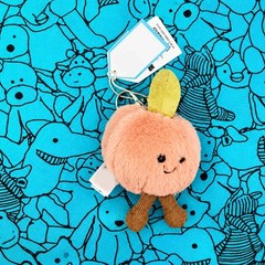 Jellycat Amuseables Fuzzy Peach Plush Keychain – Cute Soft Bag Charm Gift NWT