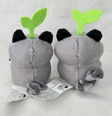 Lot Of 2 Sakuties Mini Raccoon Plush w/ Green Sprout Collectible Stuffed Animal