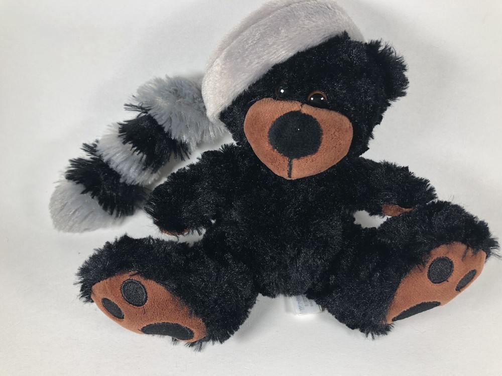 RBI Ron Banafato Inc Plush Black Bear Raccoon Hat 8” 2016 Stuffed Animal Toy