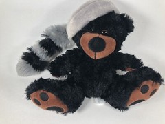 RBI Ron Banafato Inc Plush Black Bear Raccoon Hat 8” 2016 Stuffed Animal Toy