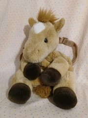 Tan Beige Brown White Horse Pony Stuffed Animal Plush Backpack Bag 19” READ
