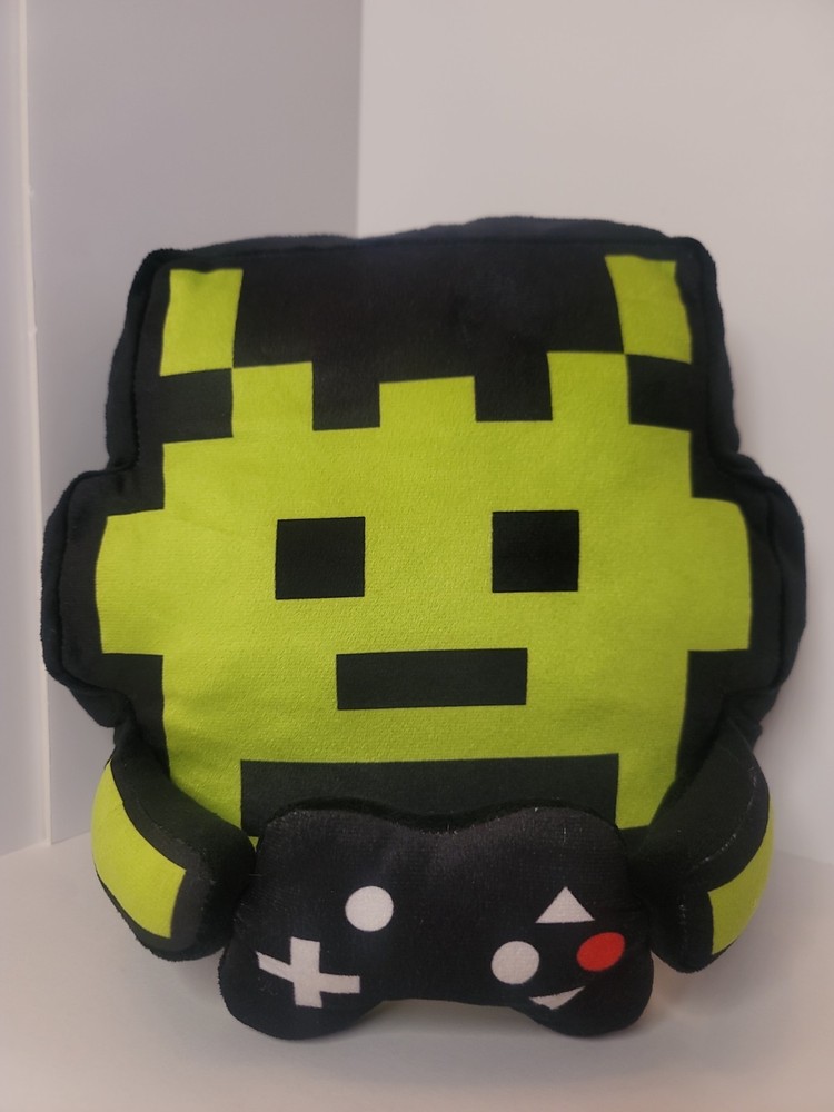 BMI Video Game Plush Pillow 10″ Black Green Pixel Gamer Character Controller…