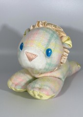 Vintage Playskool Baby Blankies Snuzzles Lion Plaid Pastel Plush Lovey 8 Inch