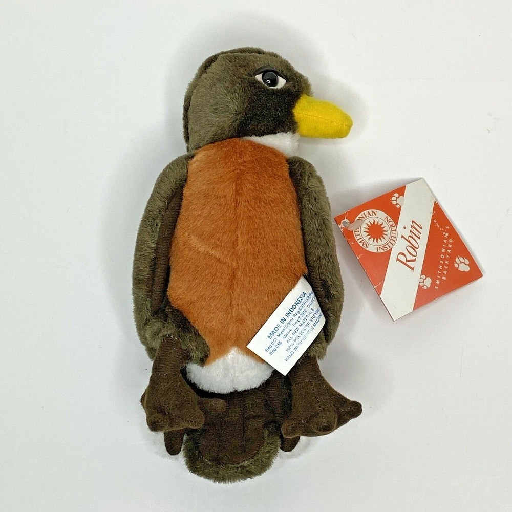 Vintage Smithsonian Back Yard Robin Bird Plush Hangtag 7 Inch Small 1994