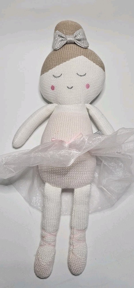 Living Textiles Emma Ballerina Cotton Fabric Knitted Rattle Doll 15” Plush