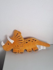 Triceratops Dinosaur Orange Brown 16″ Cookie Pillow Plush