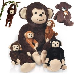 5 in 1 Monkey Stuffed Animal with Babies, Large Huggable Stuffed Monkey Plush…