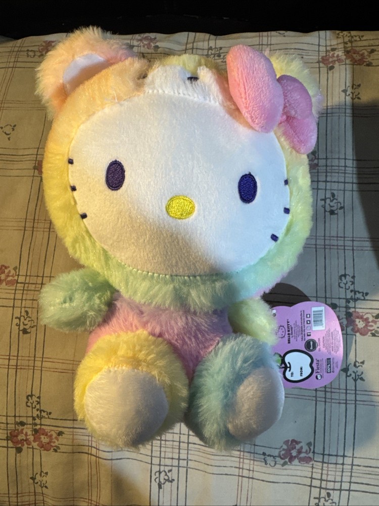 Hello Kitty Rainbow Sherbet Multi Color 11.5″ Plush Stuffed Toy New W/ Tags