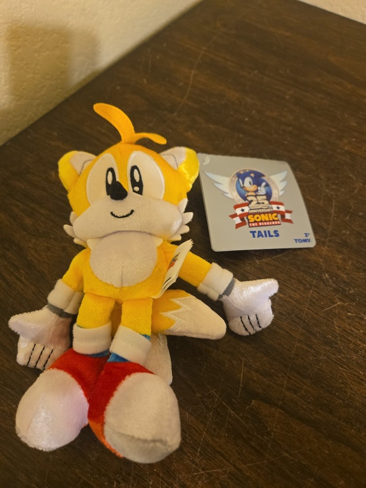 Sonic The Hedgehog 25TH Anniversary Tails Plush 8″ TOMY Rare