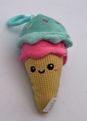 New NOSHIES Plush Dangler Clip ICE CREAM CONE Cute Food Plushie Keychain Charm