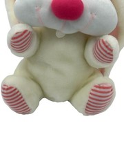 Vintage Kolden Toys White Rabbit Pink Stripes 14″ Easter Floppy Satin Ears Hat