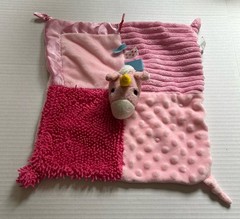 MAKE BELIEVE IDEAS PINK UNICORN KNOTTED CORNERS SECURITY BLANKET LOVEY F5