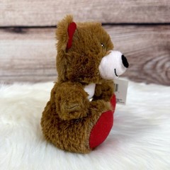 NWT Plush Brown Red White Smiley Happy Cute Bear