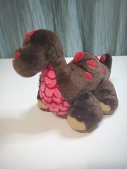 GANZ Cocoa 9″ Dinosaur Webkinz Signature HM338 Brown with Red Spots, No Codes