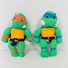 1989 ACE Teenage Mutant Ninja Turtles Michelangelo & Leonardo 8″ Plush TMNT VTG
