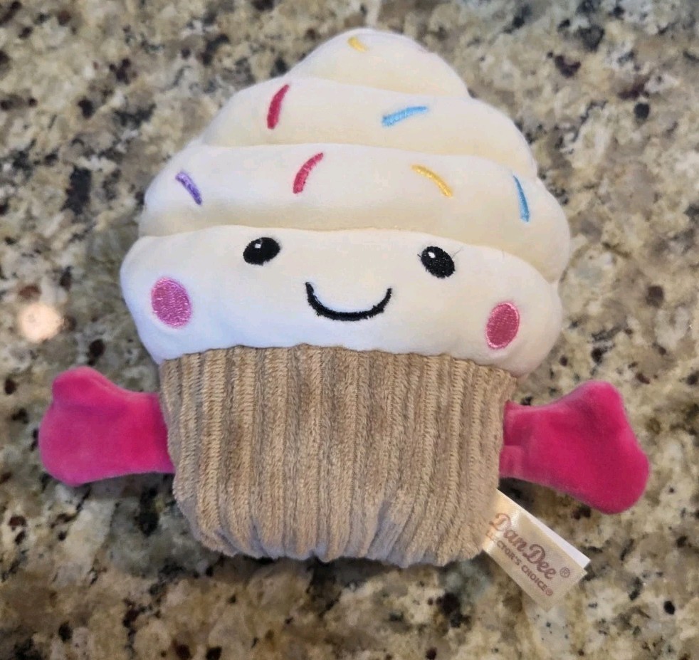 DANDEE DAN DEE PLUSH 6″ cupcake cake stud muffin cake sprinkles cream pink