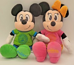 Disney’s Animal Kingdom LOT OF 2 Mickey & Minnie Mouse Plush 10″ Dino Institute