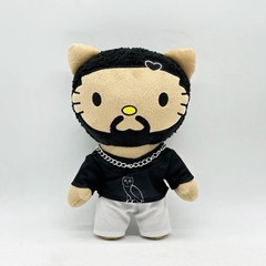 New 24cm Hello Kitty Drake Plush Doll with Black Casual Suit Birthday Gift
