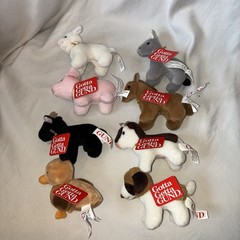 Lot of 8 Vintage Gund E.I.E.I.O.s Farm Animals Mini Plush Cow Duck Pig Goat NWT
